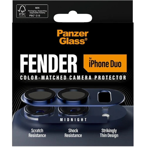 Szkło hartowane na aparat PanzerGlass Fender Camera Protector do iPhone Duo, granatowe (6/6)