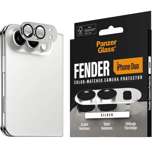 Szkło hartowane na aparat PanzerGlass Fender Camera Protector do iPhone Duo, srebrne (2/6)