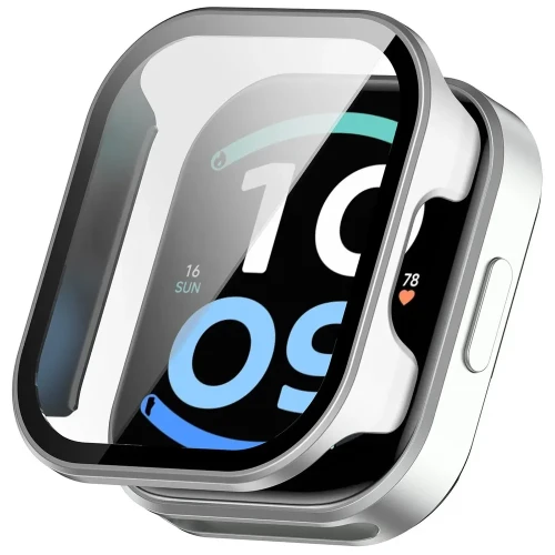 Etui ze szkłem do zegarka Bizon Case Watch Adamo do Xiaomi Redmi Watch 6 Active, satynowo srebrne (4/8)