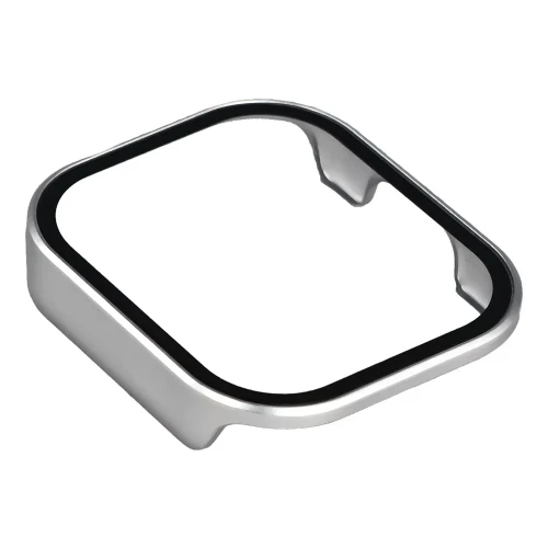 Etui ze szkłem do zegarka Bizon Case Watch Adamo do Xiaomi Redmi Watch 6 Active, satynowo srebrne (7/8)