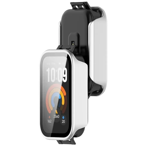 Etui ze szkłem do zegarka Bizon Case Watch Adamo do Xiaomi Smart Band 11 Active, satynowo srebrne (1/8)