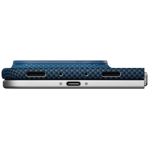 Etui aramidowe Pitaka Edge Ultra-Slim Case PitaTap do MagSafe, do iPhone Duo, niebiesko-czerwone z Kevlarem (10/13)