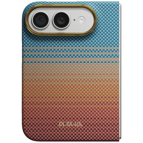 Etui aramidowe Pitaka Edge Ultra-Slim Case PitaTap do MagSafe, do iPhone Duo, pomarańczowo-niebieskie z kevlarem (1/14)