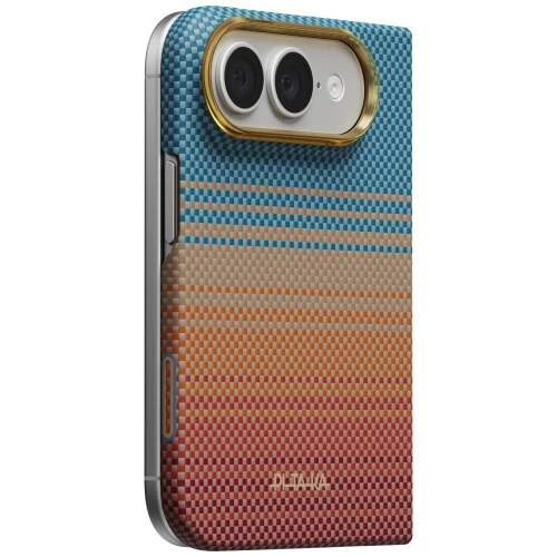 Etui aramidowe Pitaka Edge Ultra-Slim Case PitaTap do MagSafe, do iPhone Duo, pomarańczowo-niebieskie z kevlarem (2/14)