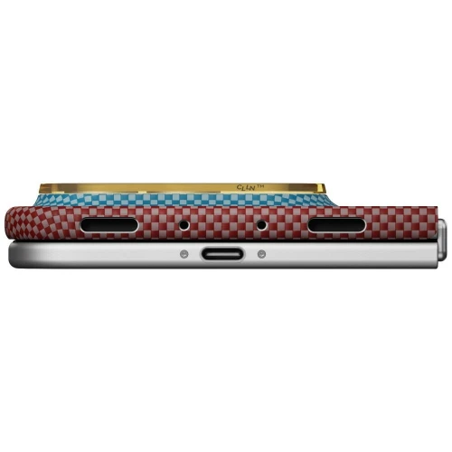 Etui aramidowe Pitaka Edge Ultra-Slim Case PitaTap do MagSafe, do iPhone Duo, pomarańczowo-niebieskie z kevlarem (10/14)