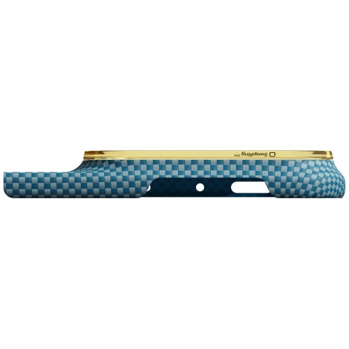 Etui aramidowe Pitaka Edge Ultra-Slim Case PitaTap do MagSafe, do iPhone Duo, pomarańczowo-niebieskie z kevlarem (13/14)