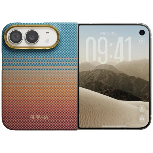 Etui aramidowe Pitaka Edge Ultra-Slim Case PitaTap do MagSafe, do iPhone Duo, pomarańczowo-niebieskie z kevlarem (14/14)