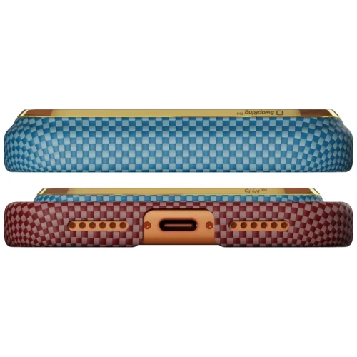 Etui aramidowe Pitaka Edge Ultra-Slim Case PitaTap do MagSafe, do iPhone 17 Pro, różowo-niebieskie z kevlarem (3/7)