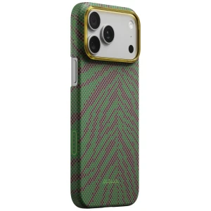 Etui aramidowe Pitaka Edge Ultra-Slim Case PitaTap do MagSafe, do iPhone 17 Pro Max, zielono-bordowe ze wzorem