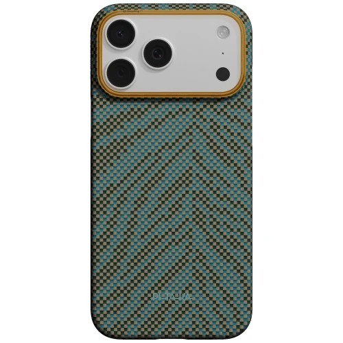 Etui aramidowe Pitaka Edge Ultra-Slim Case PitaTap do MagSafe, do iPhone 17 Pro Max, brązowo-zielone z wzorem (2/7)