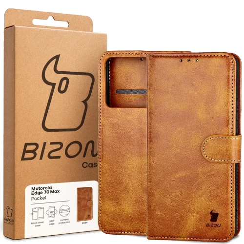 Etui z klapką Bizon Case Pocket do Motorola Edge 70 Max, brązowe (6/6)