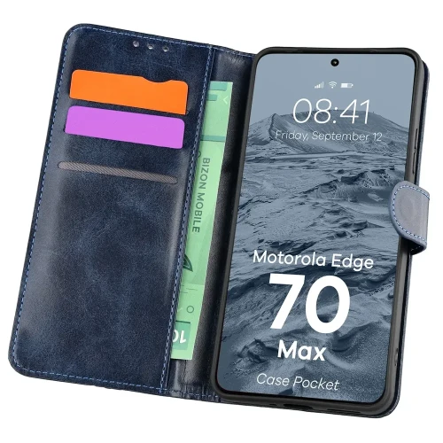 Etui z klapką Bizon Case Pocket do Motorola Edge 70 Max, granatowe (1/6)
