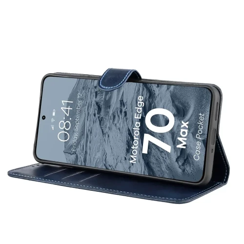 Etui z klapką Bizon Case Pocket do Motorola Edge 70 Max, granatowe (5/6)