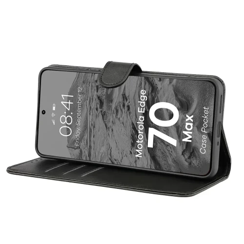 Etui z klapką Bizon Case Pocket do Motorola Edge 70 Max, czarne (5/6)