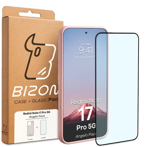 Etui + szkło hartowane Bizon Angelo Pack do Xiaomi Redmi Note 17 Pro 5G, półprzezroczyste z jasnoróżową ramką (7/7)