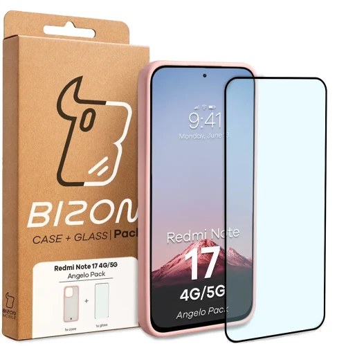 Etui + szkło hartowane Bizon Angelo Pack do Xiaomi Redmi Note 17 4G/5G, półprzezroczyste z jasnoróżową ramką (7/7)