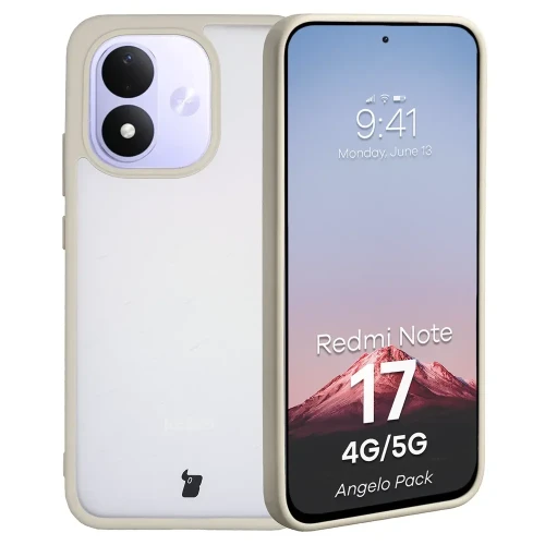 Etui + szkło hartowane Bizon Angelo Pack do Xiaomi Redmi Note 17 4G/5G, półprzezroczyste z beżową ramką (3/7)