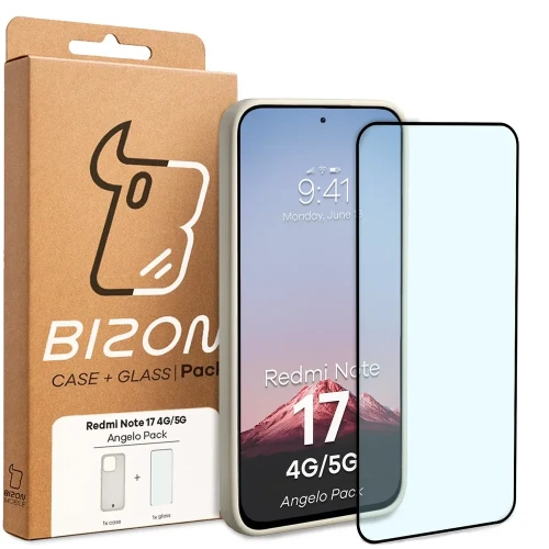 Etui + szkło hartowane Bizon Angelo Pack do Xiaomi Redmi Note 17 4G/5G, półprzezroczyste z beżową ramką (7/7)