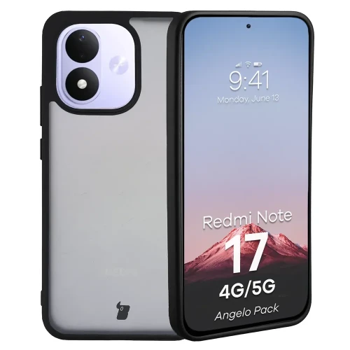 Etui + szkło hartowane Bizon Angelo Pack do Xiaomi Redmi Note 17 4G/5G, przydymione z czarną ramką (3/7)