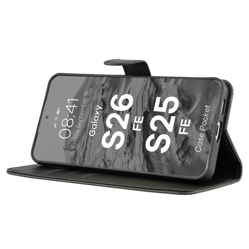 Etui z klapką Bizon Case Pocket do Galaxy S26 FE / S25 FE, czarne (5/6)