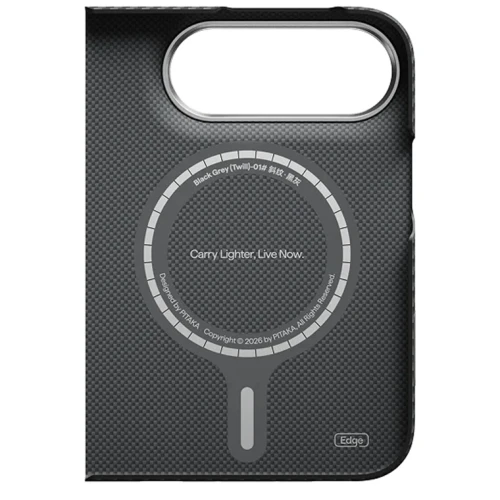Etui aramidowe Pitaka Edge Ultra-Slim Case PitaTap do MagSafe, do iPhone Duo, czarno-szare z kevlarem (3/4)