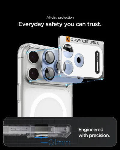 Szkło na aparat Spigen Glas.tR Ez Fit Optik Pro XL 1-Pack do iPhone 18 Pro, niebieskie (2/15)