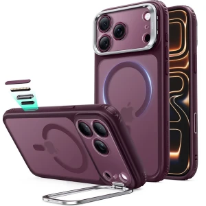 OUTLET: Etui ESR Classic Hybrid Kickstand do MagSafe do iPhone 18 Pro / 17 Pro, burgundowo-przydymione