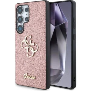 OUTLET: Etui Guess Glitter Script Big 4G do Galaxy S25 Ultra, różowe