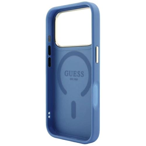 Etui Guess Embossed 4G Classic do iPhone 18 Pro / 17 Pro do MagSafe, niebieskie