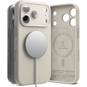 OUTLET: Etui Ringke Silicone Magnetic CC do MagSafe do iPhone 17 Pro, beżowe