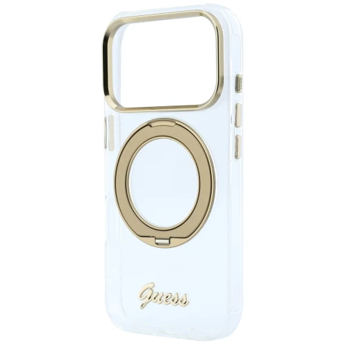 Etui Guess IML Ring Stand 360 Script Metal Logo do iPhone 18 Pro Max / 17 Pro Max, przezroczyste (6/8)