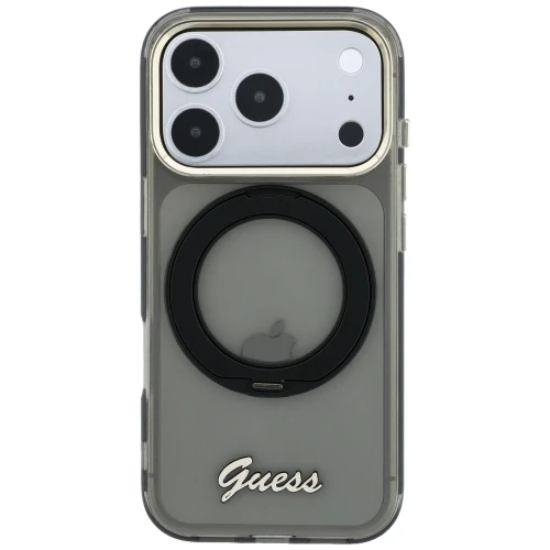 Etui Guess IML Ring Stand 360 Script Metal Logo do iPhone 18 Pro Max / 17 Pro Max, czarne (3/7)