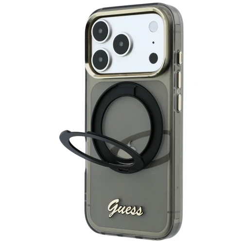 Etui Guess IML Ring Stand 360 Script Metal Logo do iPhone 18 Pro / 17 Pro, czarne (2/7)