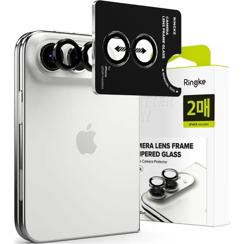 Nakładki na aparat Ringke Camera Lens Frame Glass do iPhone Duo, 2-Pack, czarne (1/8)