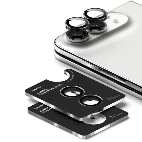 Nakładki na aparat Ringke Camera Lens Frame Glass do iPhone Duo, 2-Pack, czarne (2/8)