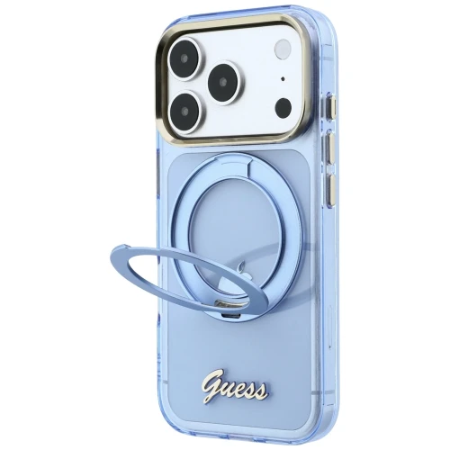 Etui Guess IML Ring Stand 360 Script Metal Logo do iPhone 18 Pro Max / 17 Pro Max, niebieskie (2/8)