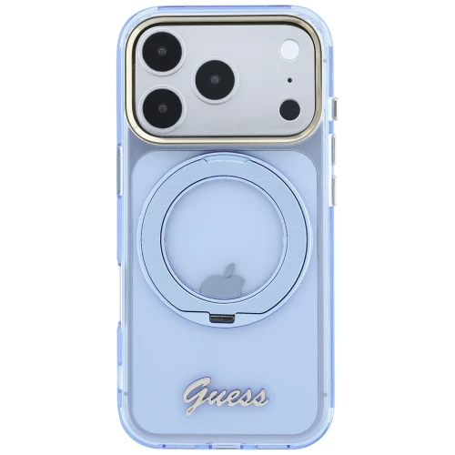 Etui Guess IML Ring Stand 360 Script Metal Logo do iPhone 18 Pro Max / 17 Pro Max, niebieskie (3/8)