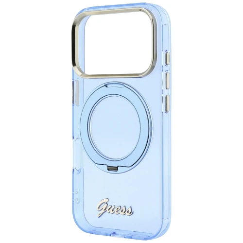 Etui Guess IML Ring Stand 360 Script Metal Logo do iPhone 18 Pro Max / 17 Pro Max, niebieskie (6/8)