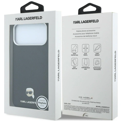 Etui Karl Lagerfeld Grained Karl Head Metal do iPhone 18 Pro Max / 17 Pro Max czarne (8/8)
