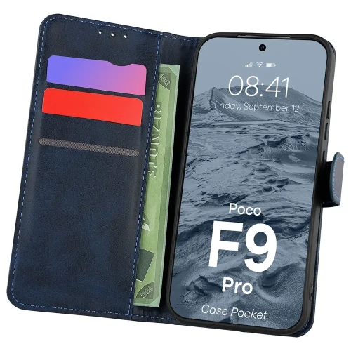 Etui z klapką Bizon Case Pocket do Xiaomi POCO F9 Pro, granatowe (1/6)