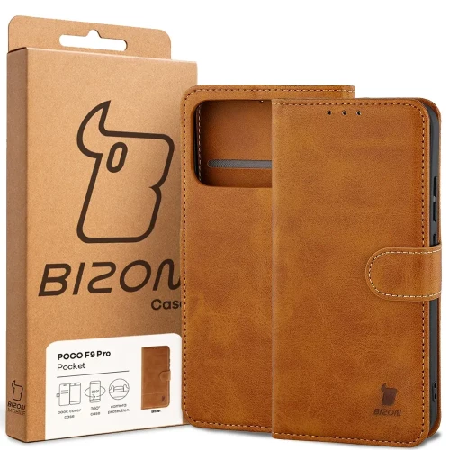 Etui z klapką Bizon Case Pocket do Xiaomi POCO F9 Pro, brązowe (6/6)