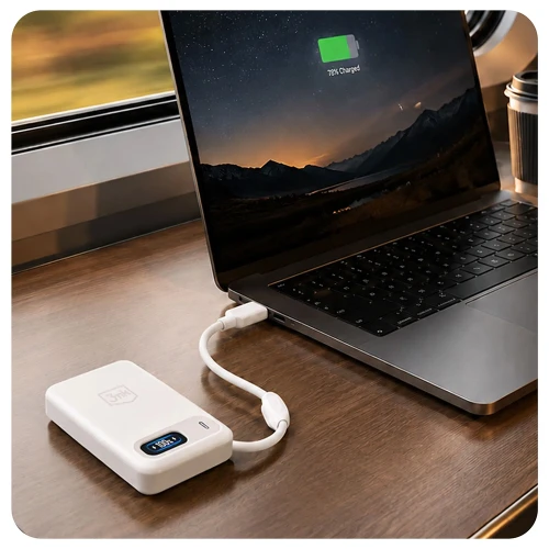 Powerbank indukcyjny 3mk incharge Genesis Qi 2.2 do MagSafe, 25W, USB-C PD 45W, 10 000mAh z wbudowanym kablem USB-C, biały (8/9)