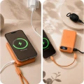 Powerbank indukcyjny 3mk incharge Genesis Qi 2.2 do MagSafe, 25W, USB-C PD 45W, 10 000mAh z wbudowanym kablem USB-C, pomarańczowy (2/8)