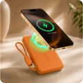 Powerbank indukcyjny 3mk incharge Genesis Qi 2.2 do MagSafe, 25W, USB-C PD 45W, 10 000mAh z wbudowanym kablem USB-C, pomarańczowy (5/8)