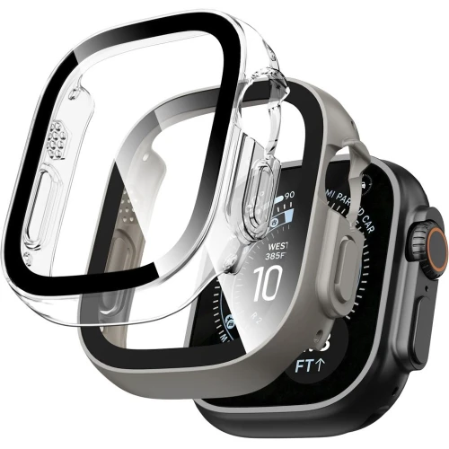 Etui + szkło Tech-Protect Defense do Apple Watch Ultra 4 49mm / 3 49mm / 2 49mm / 1 49mm, 2 sztuki, tytanowe, przezroczyste (1/11)