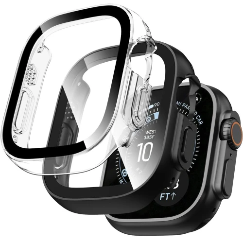 Etui + szkło Tech-Protect Defense do Apple Watch Ultra 4 49mm / 3 49mm / 2 49mm / 1 49mm, 2 sztuki, czarne, przezroczyste (1/11)