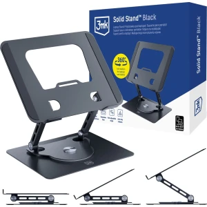 Podstawka pod laptop i tablet do 17,3", 3mk Solid Stand, obrót 360°, czarny