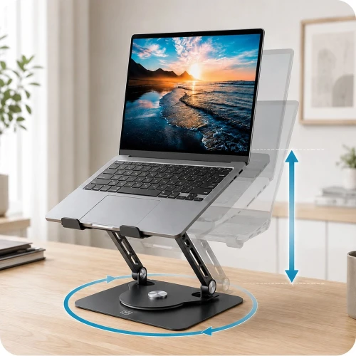 Podstawka pod laptop i tablet do 17,3", 3mk Solid Stand, obrót 360°, czarny (2/9)