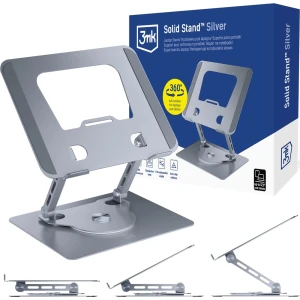 Podstawka pod laptop i tablet do 17,3", 3mk Solid Stand, obrót 360°, srebrna