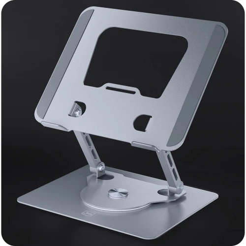 Podstawka pod laptop i tablet do 17,3", 3mk Solid Stand, obrót 360°, srebrna (7/7)
